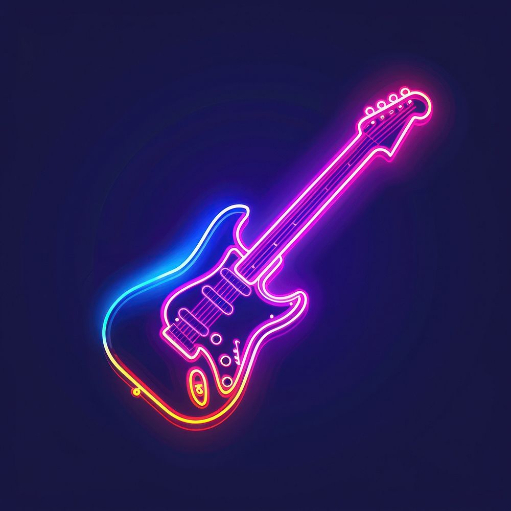 Guitar neon light musical instrument.