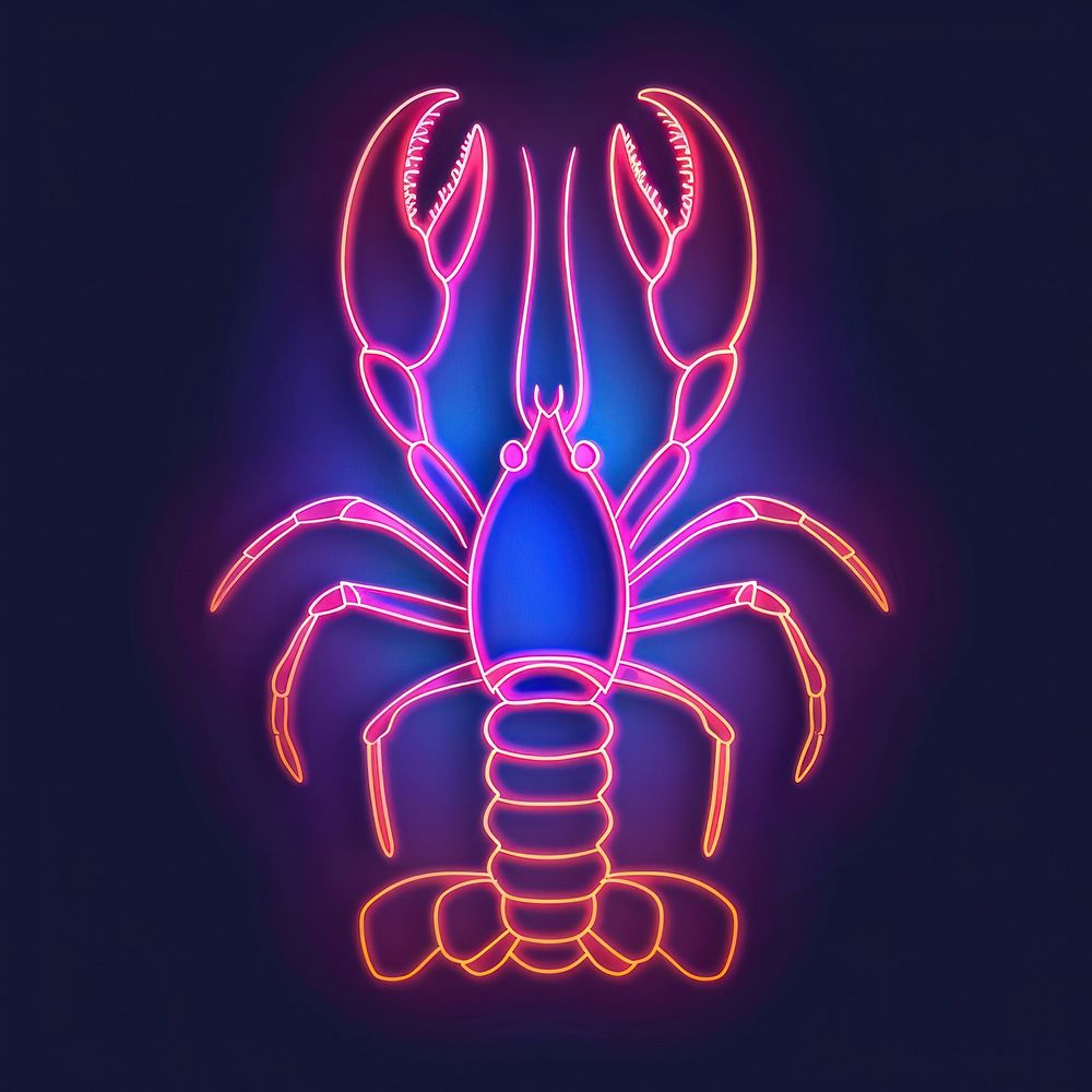 Lobster neon invertebrate chandelier.