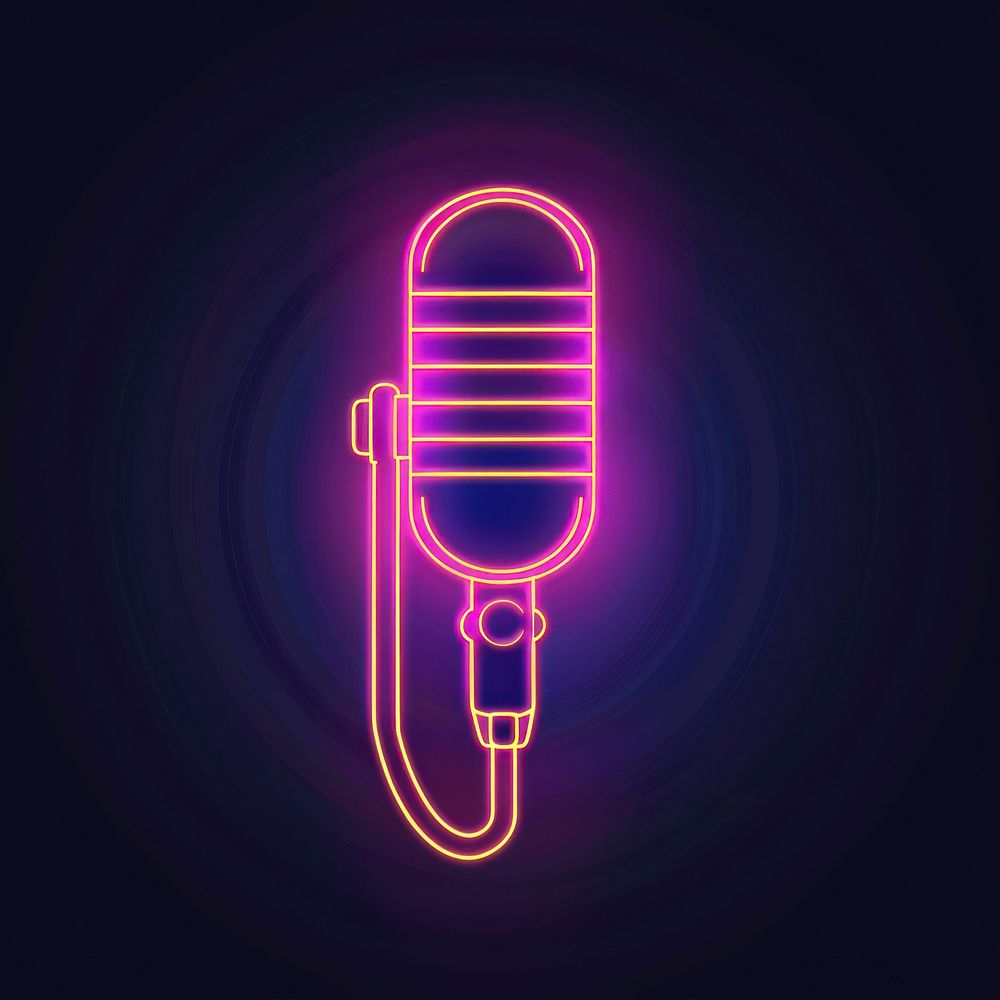 Microphone neon light disk.
