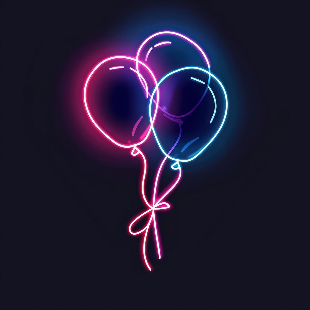 Three balloons neon astronomy lighting.
