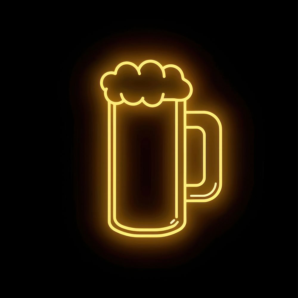 Yellow beer mug outline and white cloud inside light astronomy outdoors.