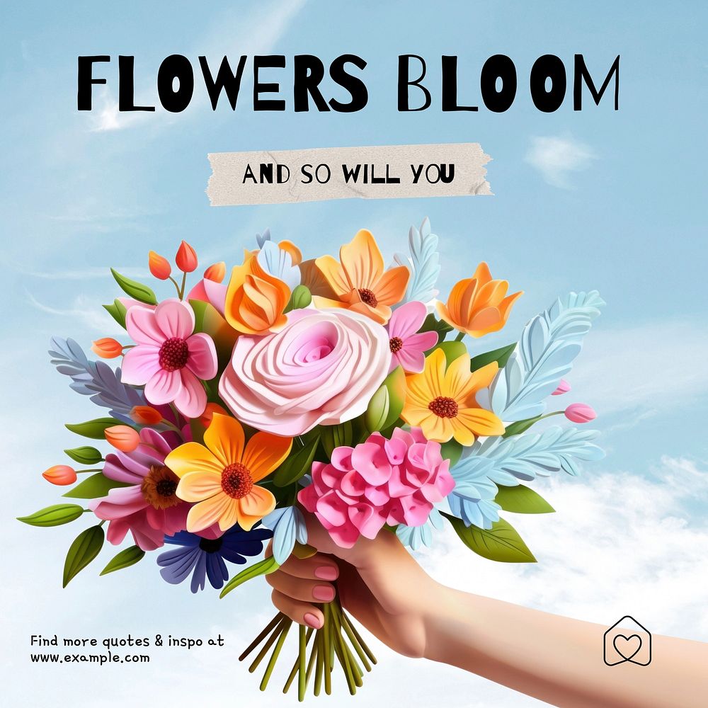 Flowers bloom Instagram post template