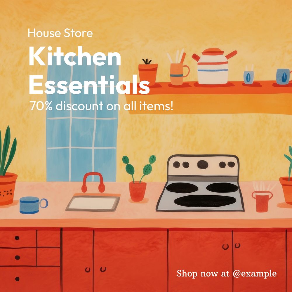 Kitchen essentials Facebook post template