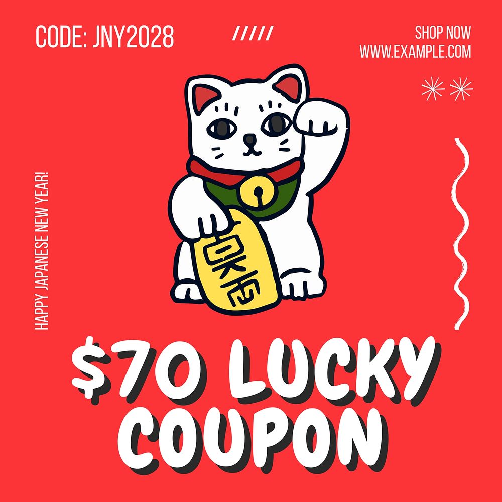 Lucky coupon Instagram post template, editable text