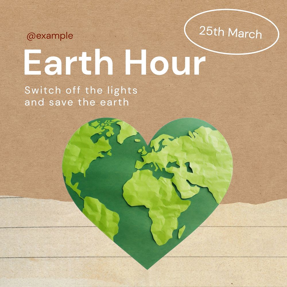 Earth hour Instagram post template
