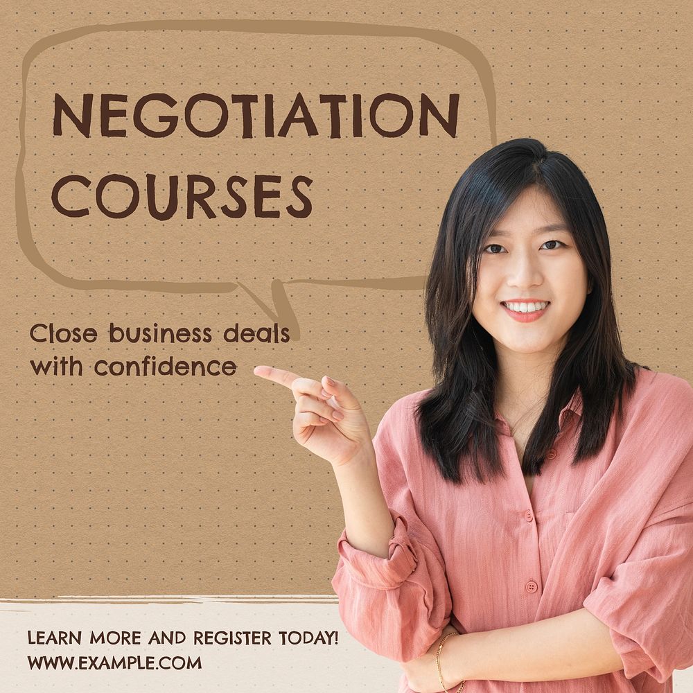 Negotiation courses Instagram post template