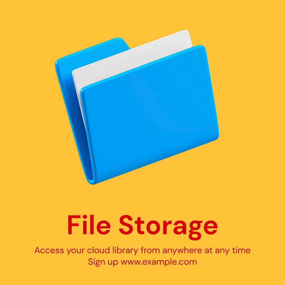 File storage Instagram post template, editable text