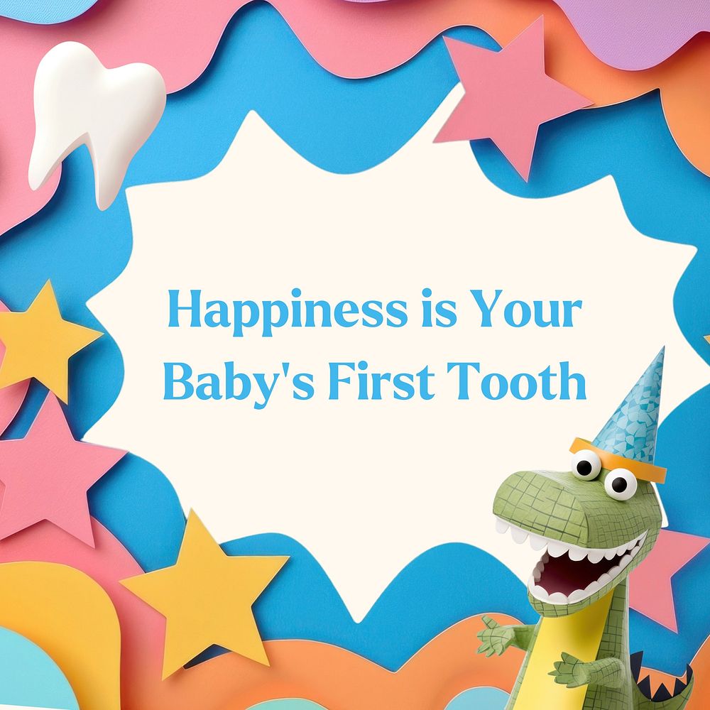 Baby first tooth Instagram post template