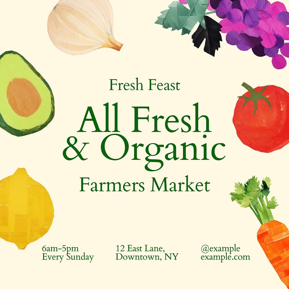 Fresh organic food Facebook post template