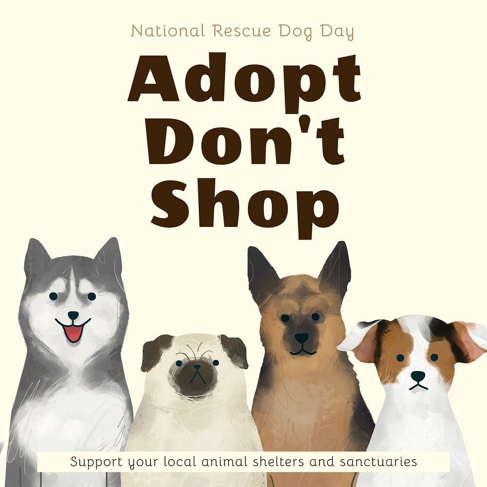 Rescue dog day Facebook post template