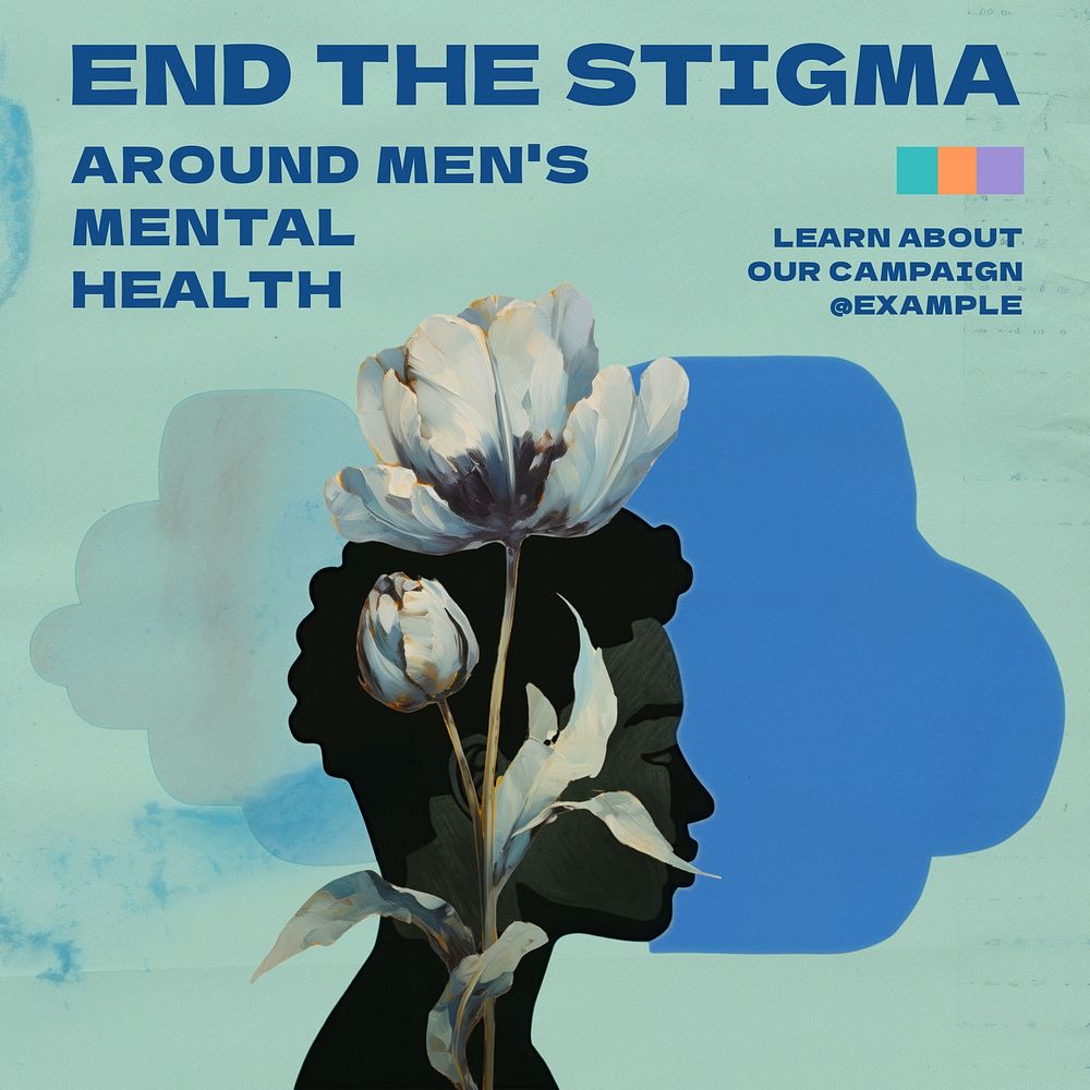 Men's mental health Facebook post template