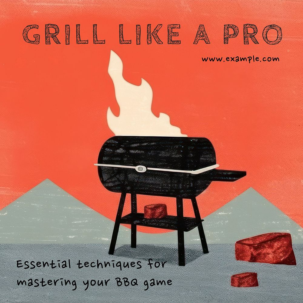 BBQ grilling techniques Instagram post template