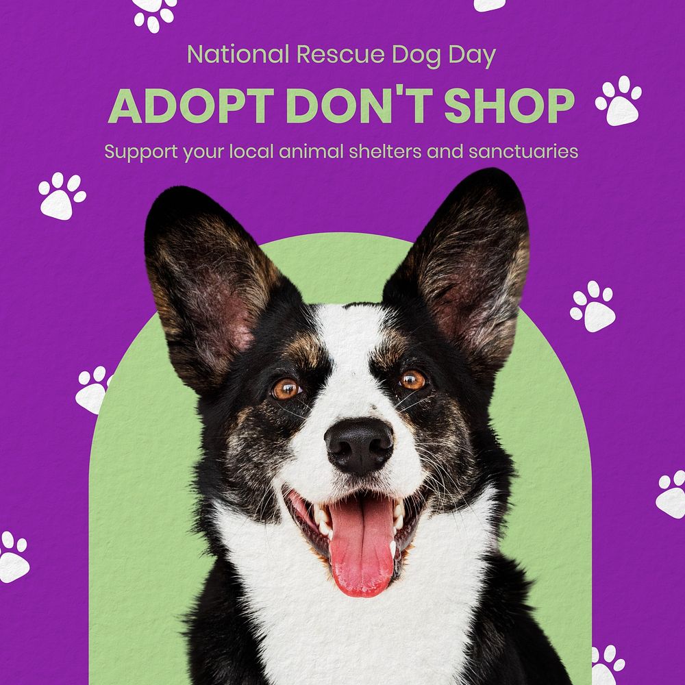 Rescue dog day Facebook post template