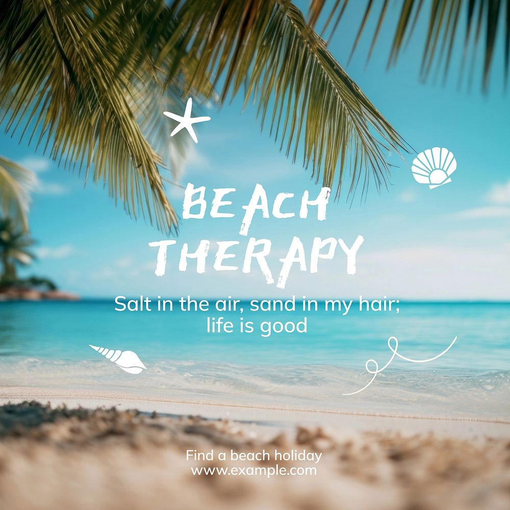 Beach therapy Instagram post template