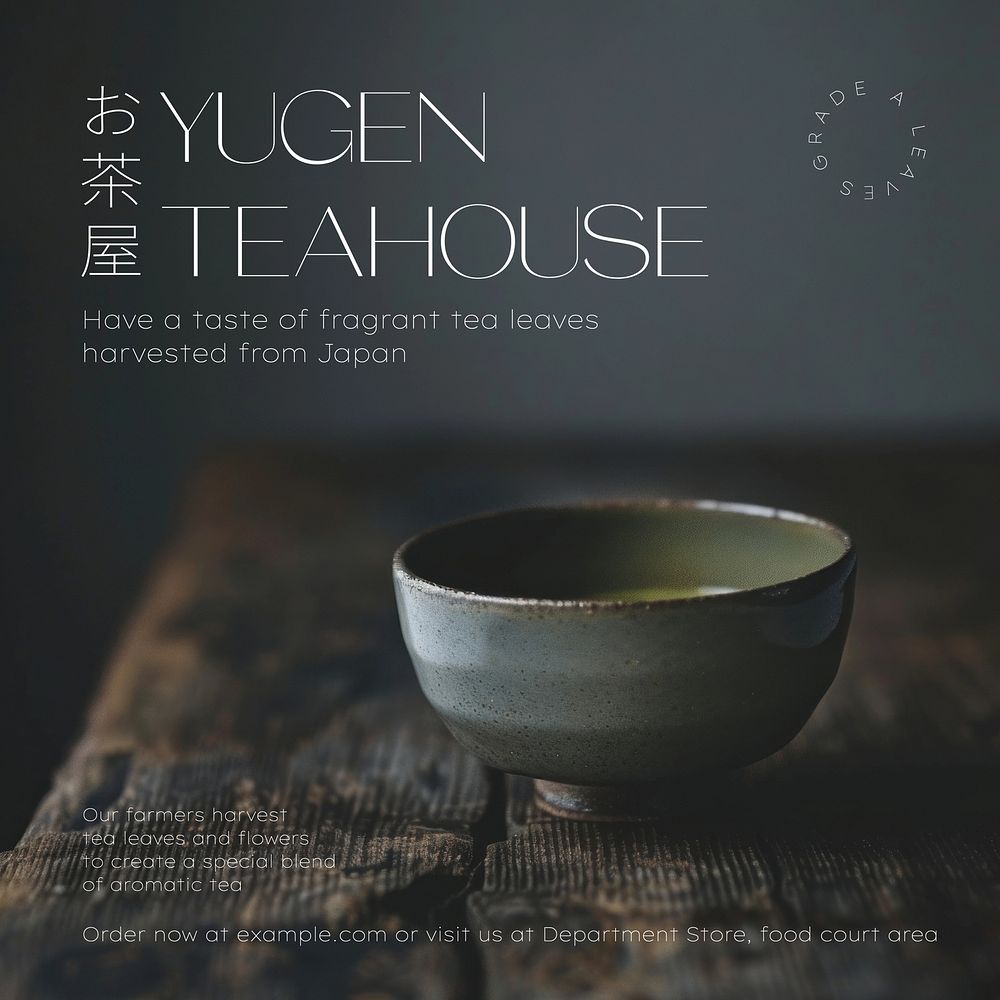 Teahouse cafe ad Instagram post template