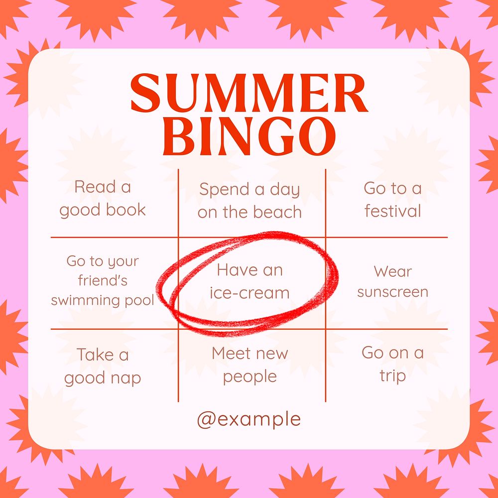 Summer Bingo Instagram post template