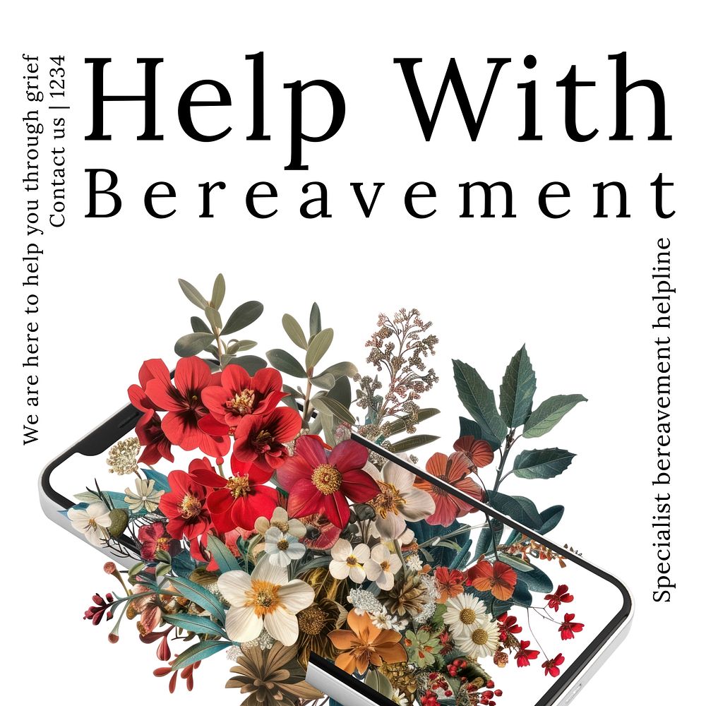 Bereavement helpline Instagram post template
