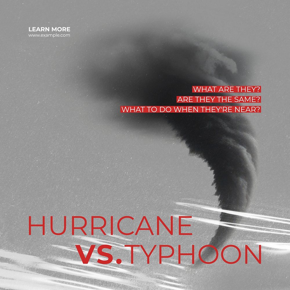 Hurricane and typhoon Instagram post template
