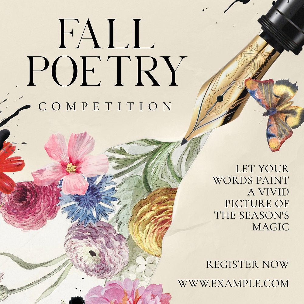 Fall poetry competition Instagram post template