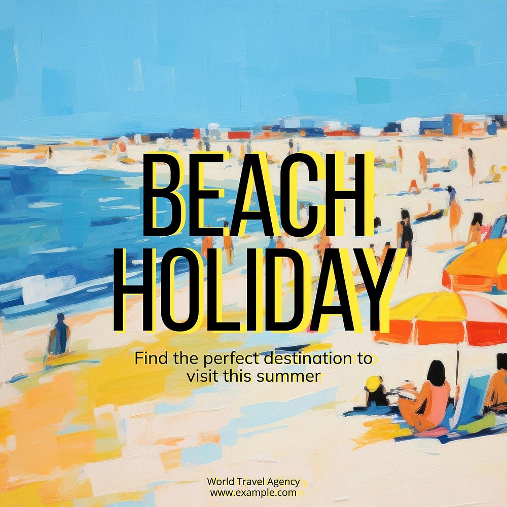 Beach holiday Instagram post template