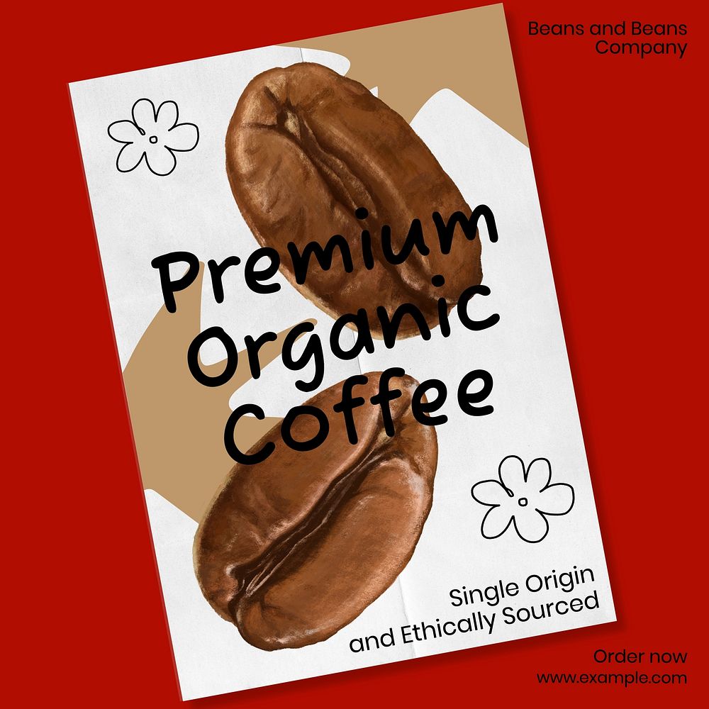 Organic coffee beans Facebook post template