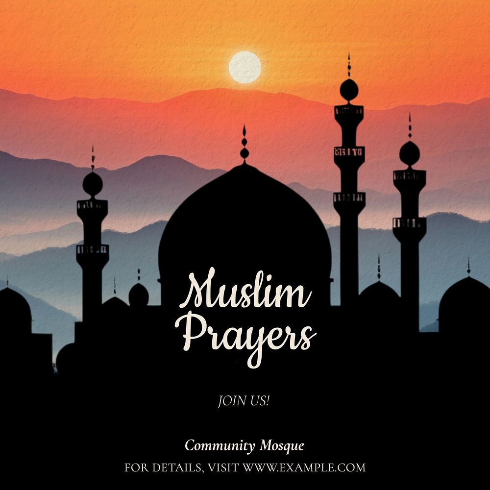 Muslim prayers Facebook post template