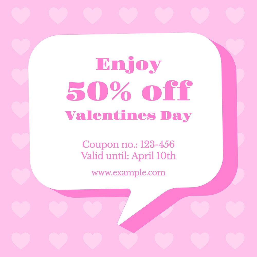 Valentine's Day discount Facebook post template