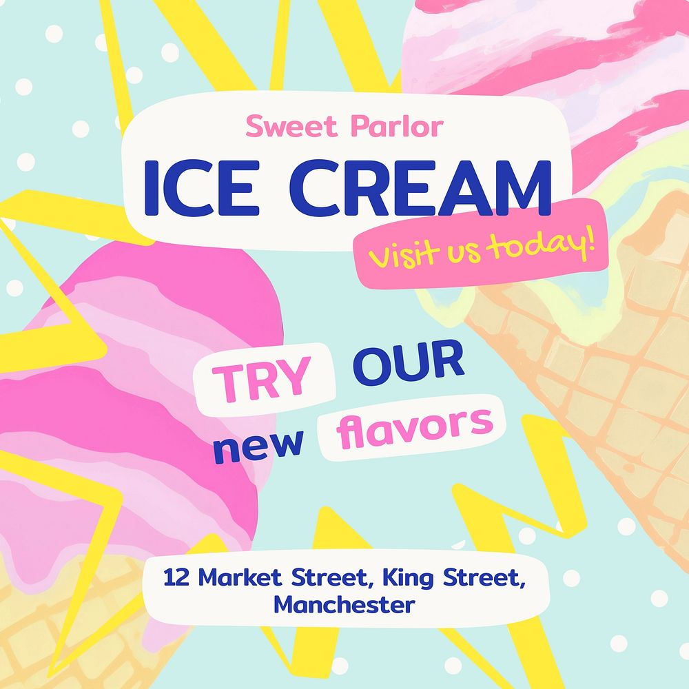 Ice cream shop Instagram post template