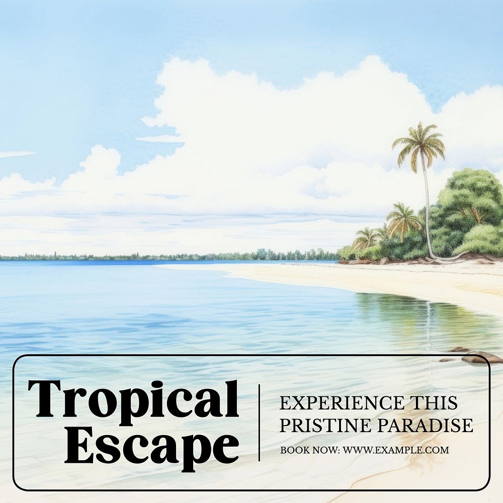 Tropical escape Instagram post template