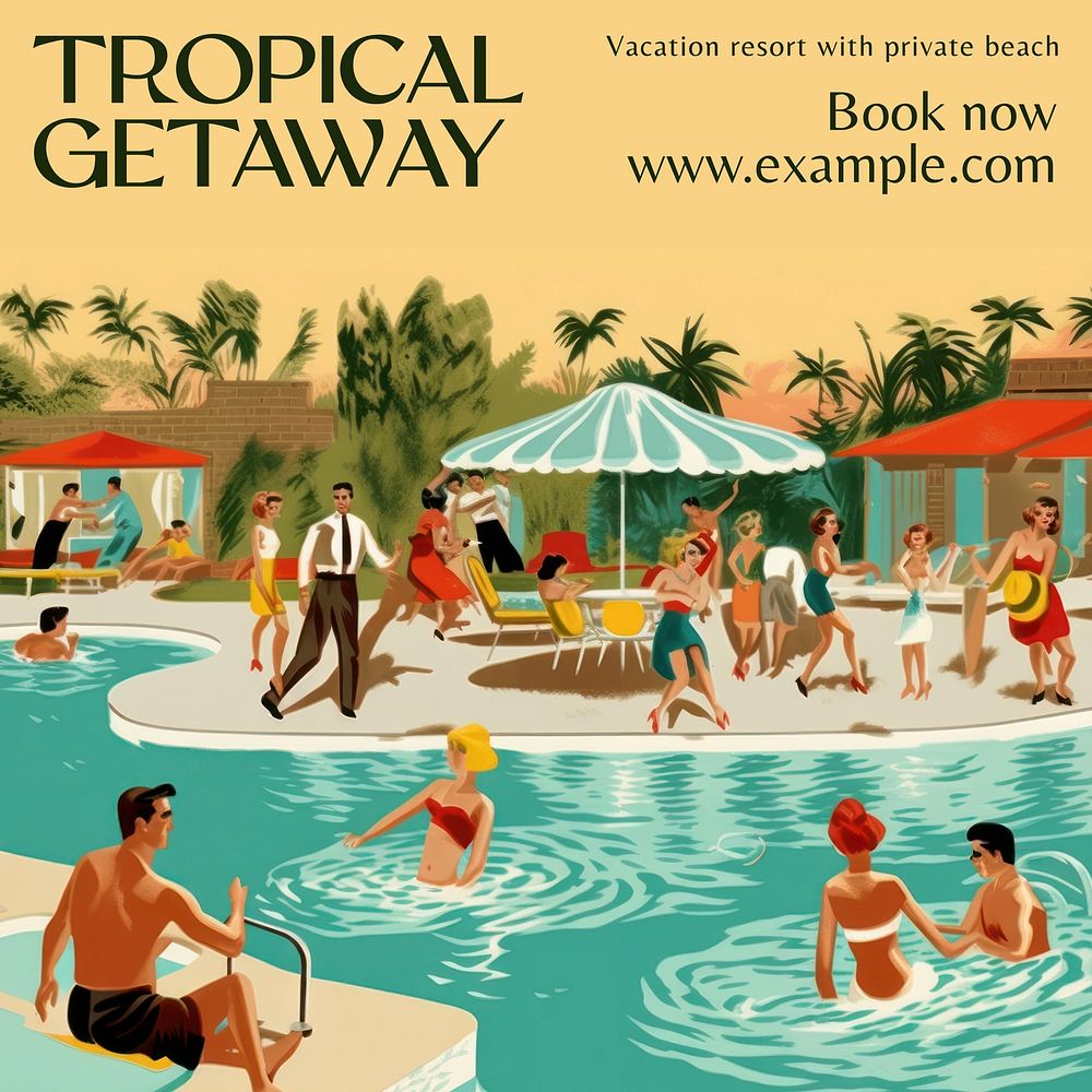 Tropical getaway Instagram post template