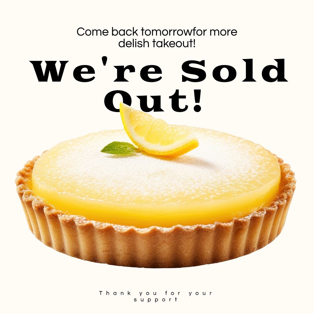 Takeaway sold out Instagram post template