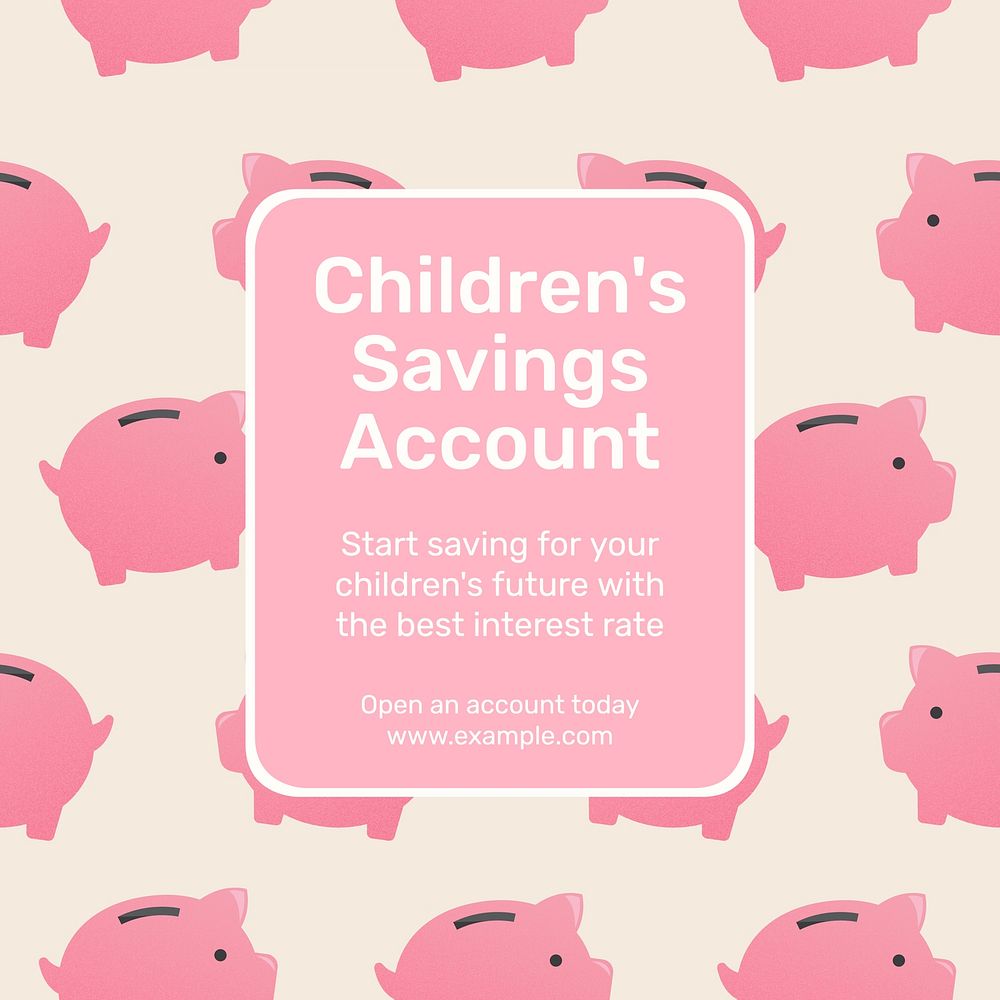 Kid's savings account Facebook post template