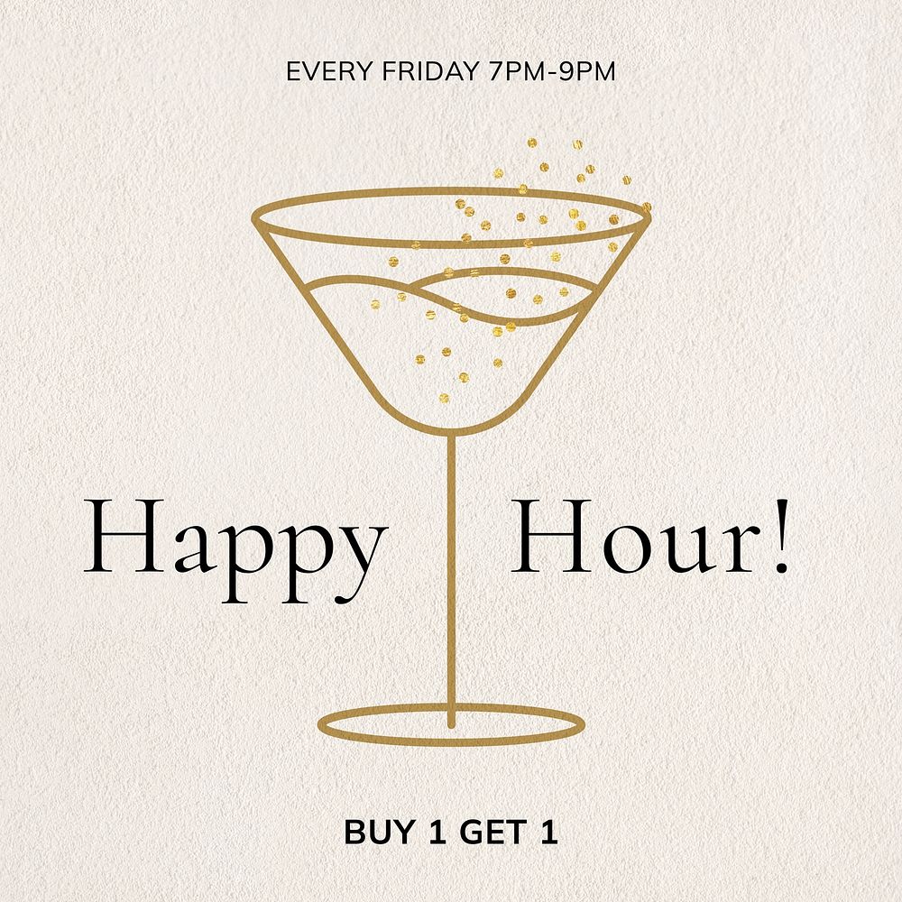 Happy hour Facebook post template
