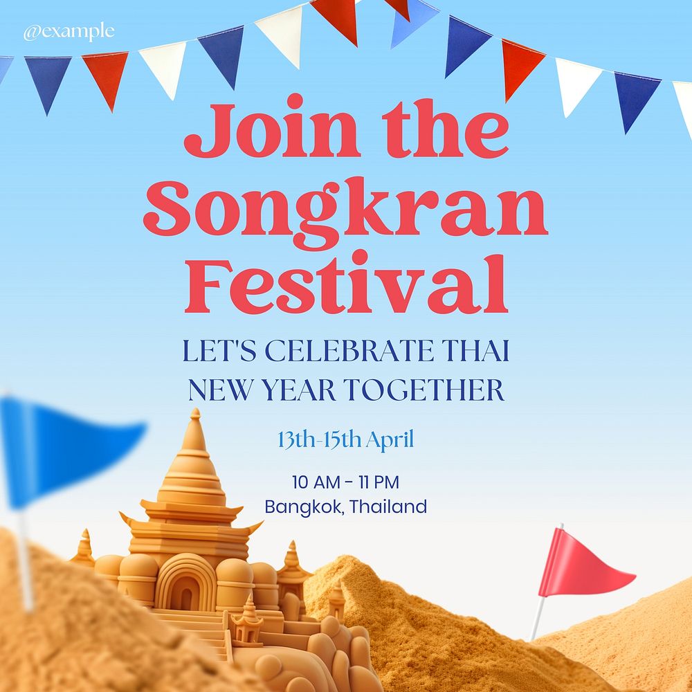 Songkran Water Festival Instagram post template