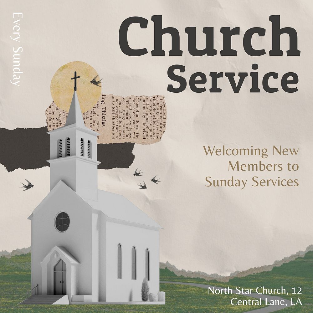Church service Instagram post template