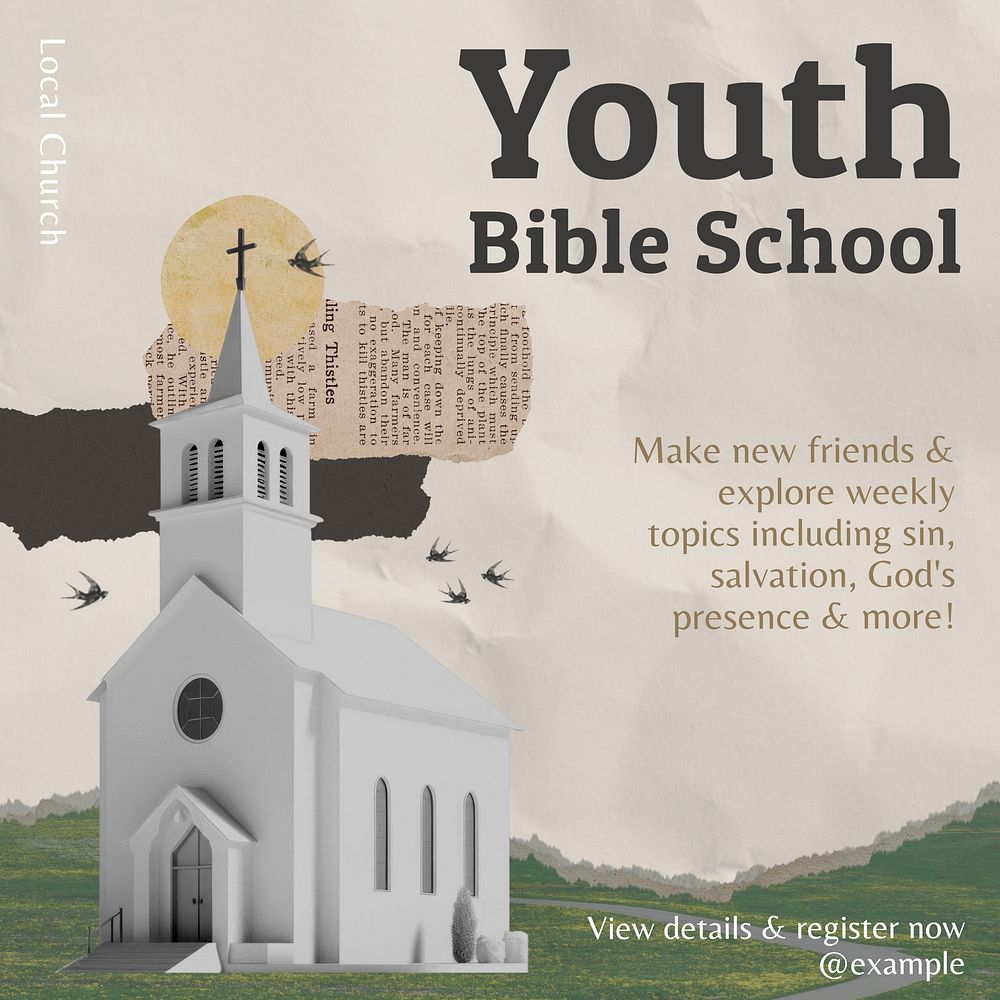Youth bible school Instagram post template