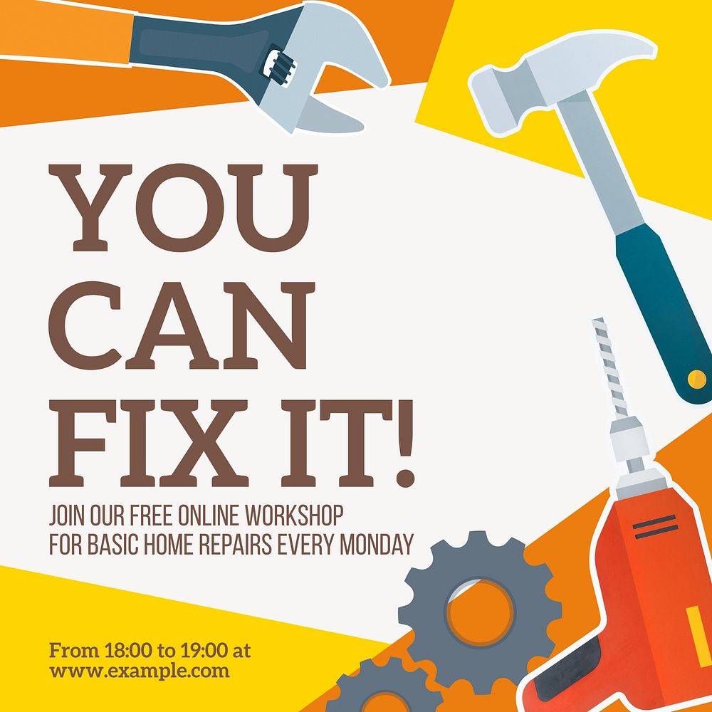 Home repair workshop Facebook post template