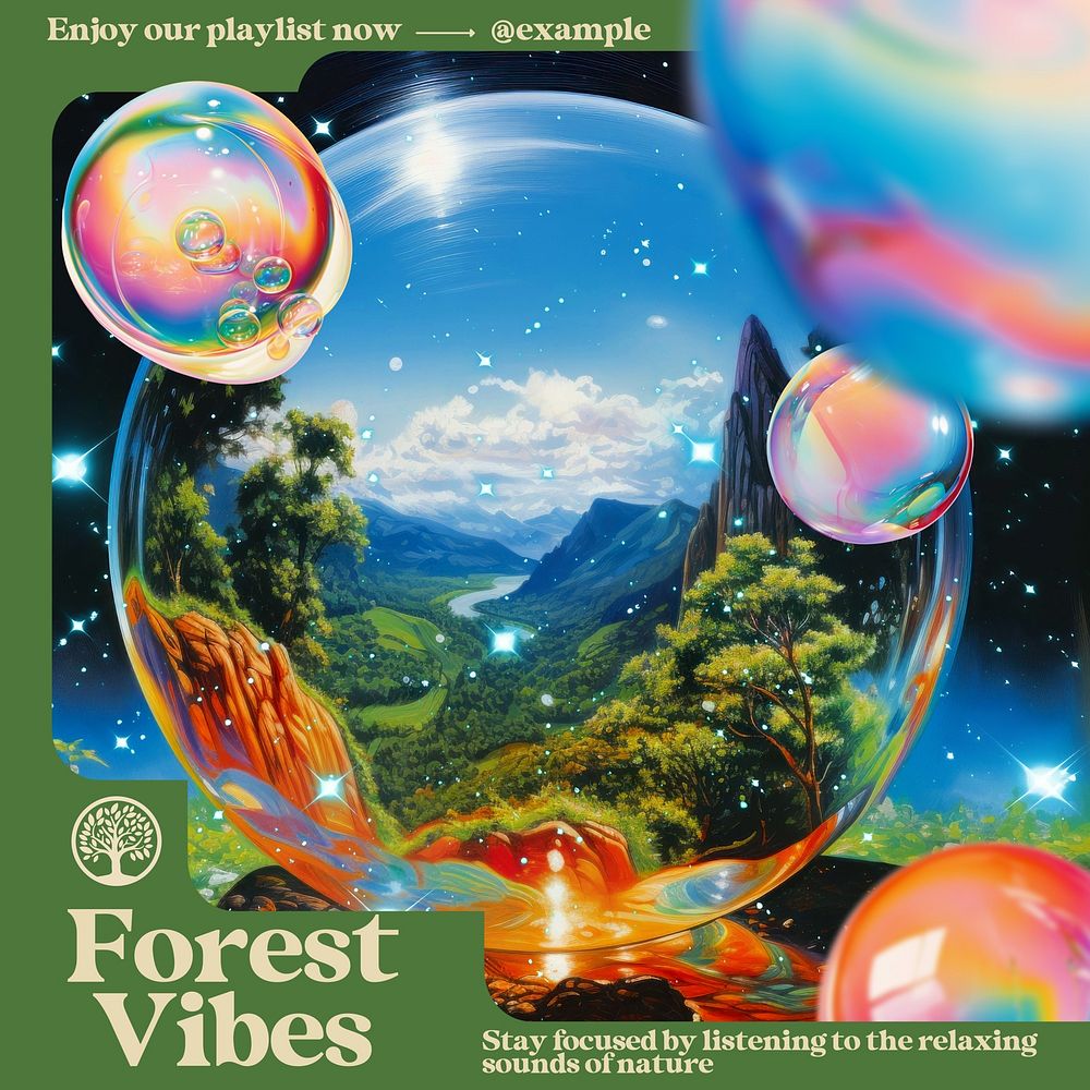 Forest vibes album cover template