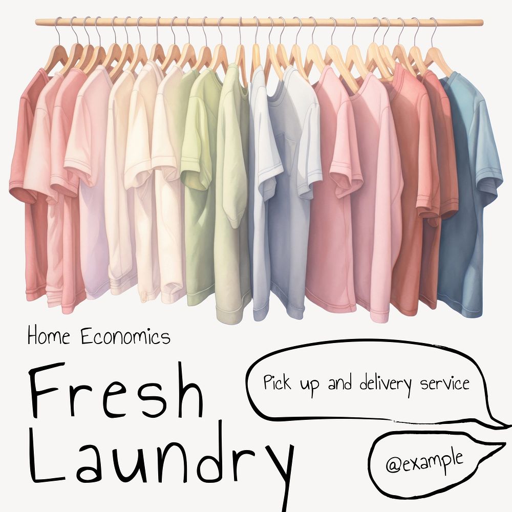 Laundry service Facebook post template, editable design