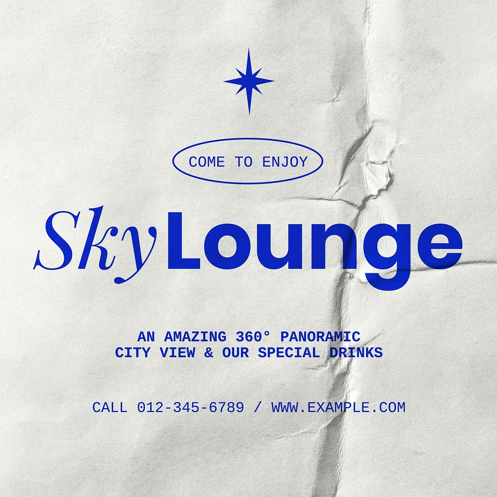 Sky lounge bar Instagram post template