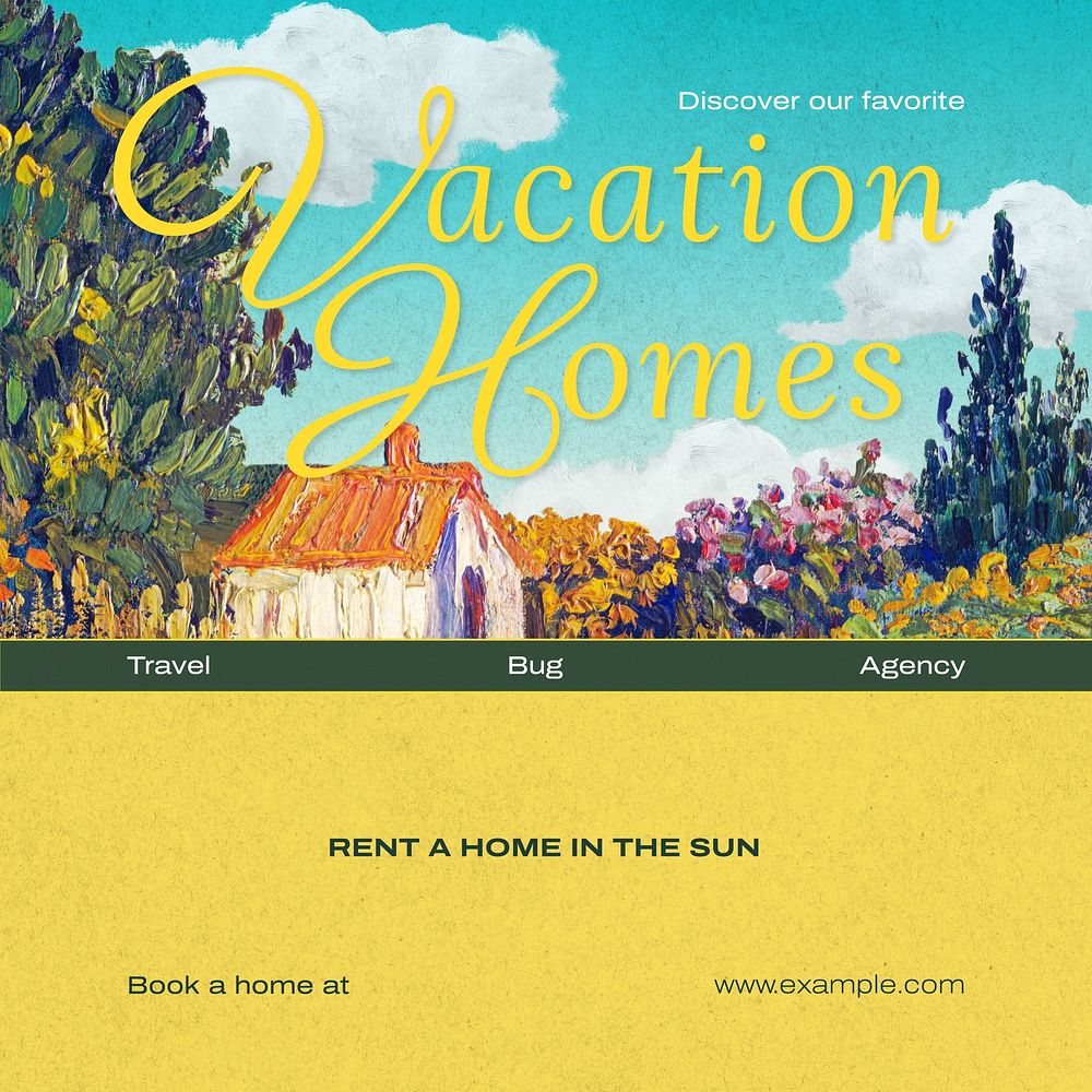 Vacation homes Facebook post template