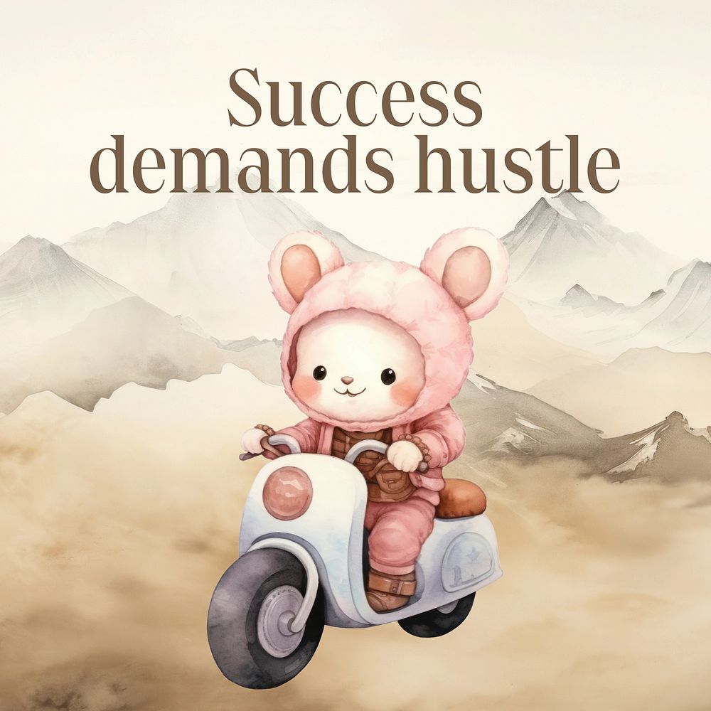 Success demands hustle quote Instagram post template