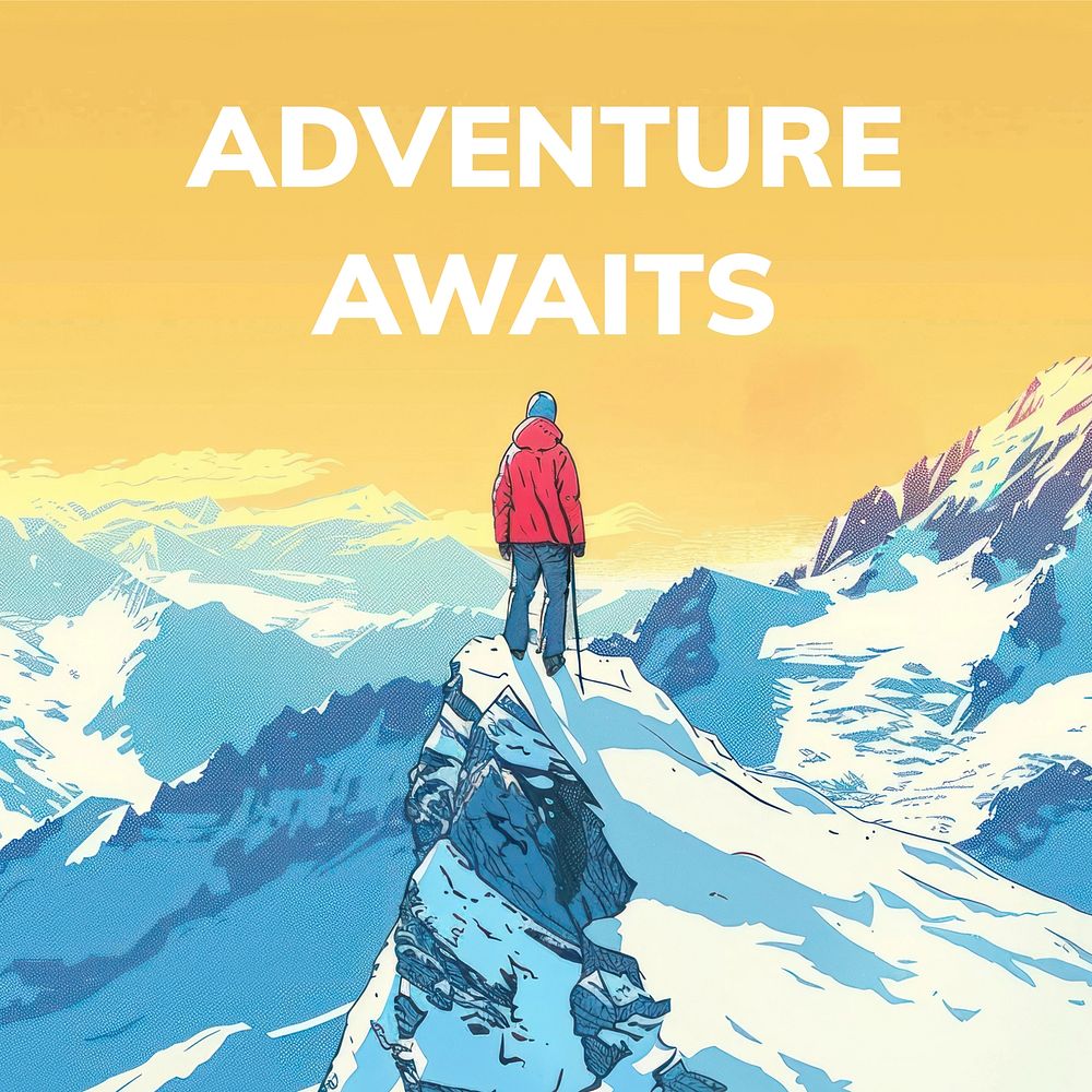 Adventure awaits quote Instagram post template