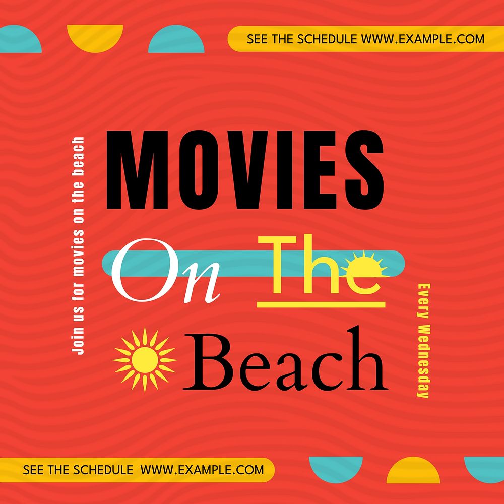 Movies on beach Instagram post template