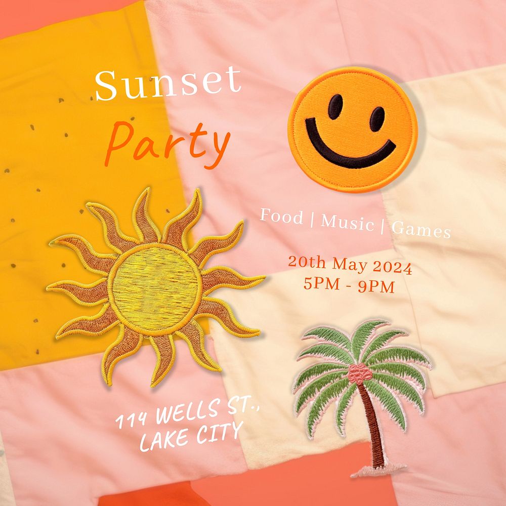 Sunset party Instagram post template