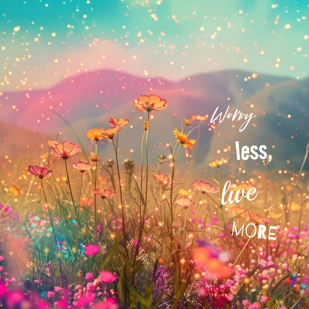 Worry less live more quote Instagram post template