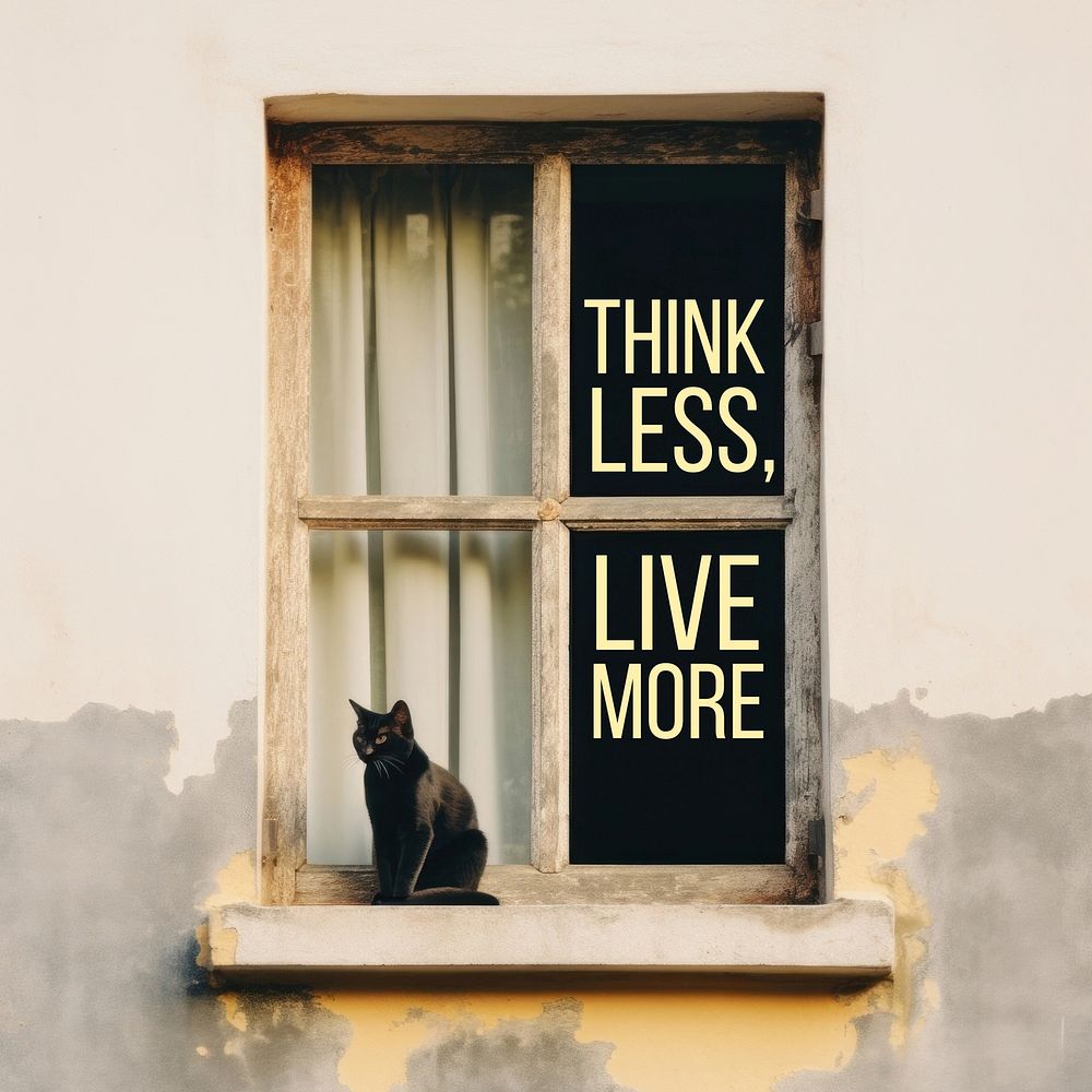 Think less, live more quote Instagram post template