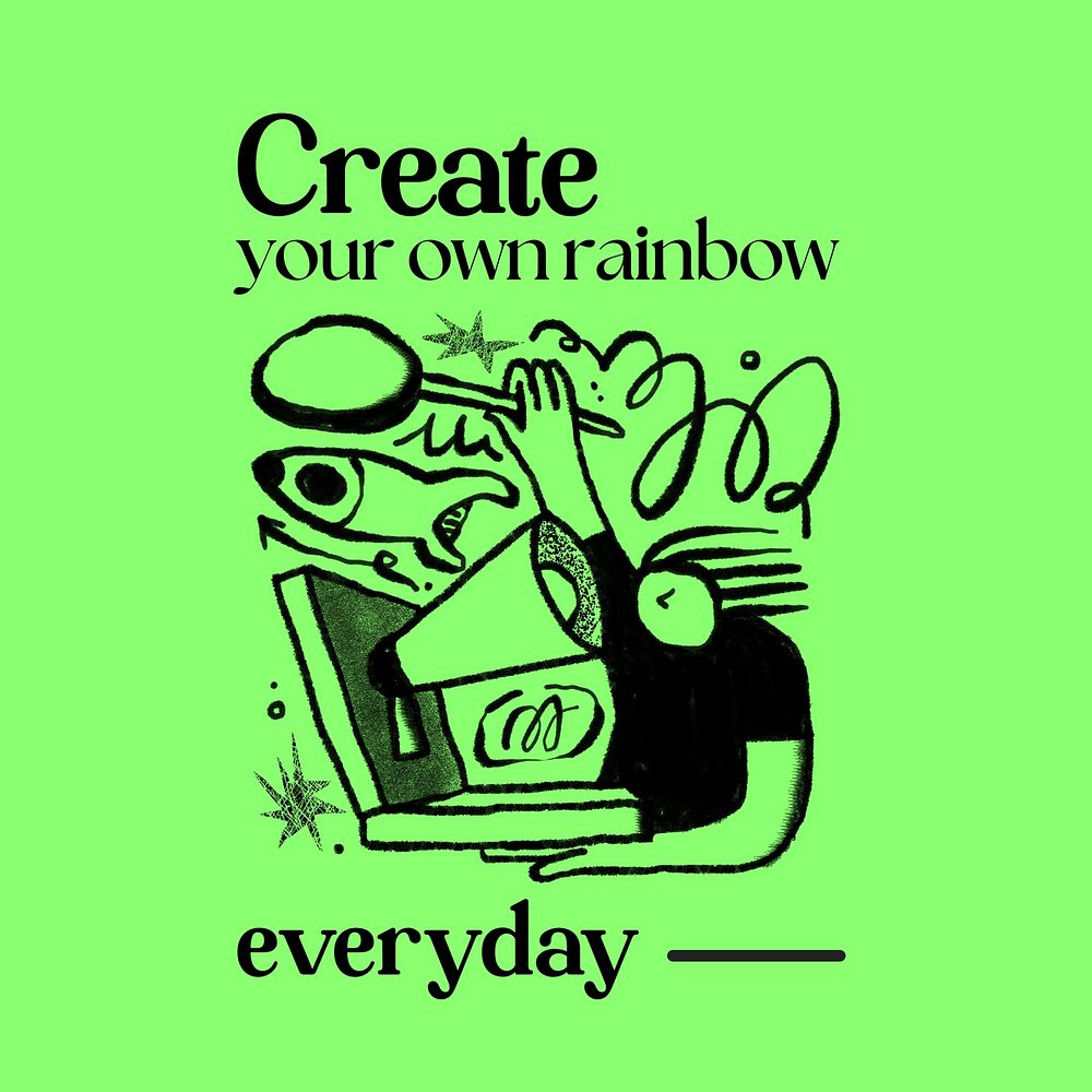 Rainbow  quote Instagram post template