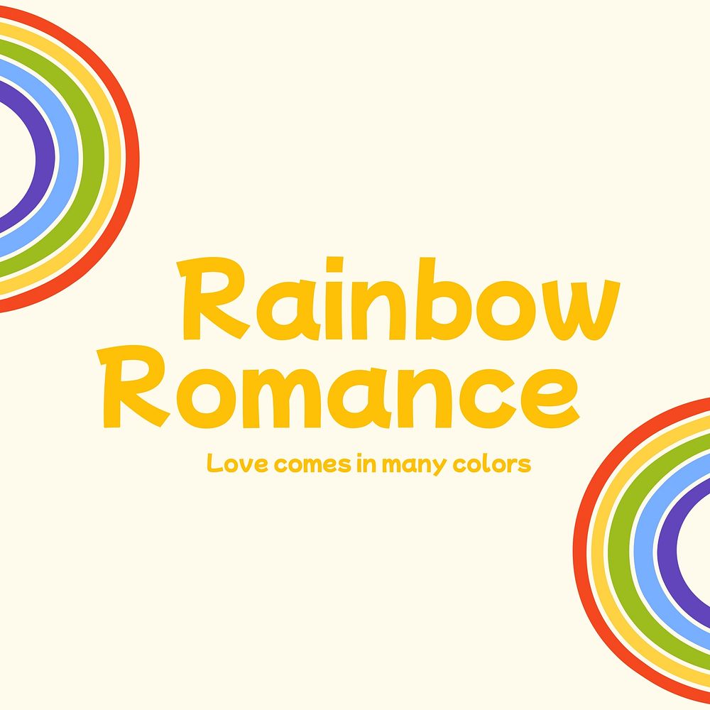 Rainbow romance quote Instagram post template