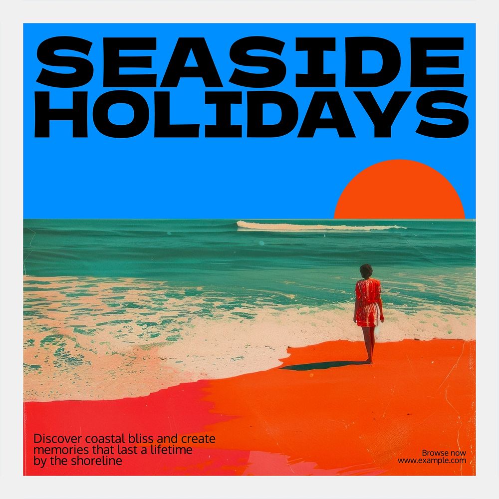 Seaside holidays Instagram post template
